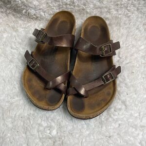 Birkenstock Mayari oiled rustic brown toe loop sandals ,adjustable strap…